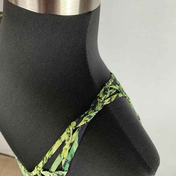 BCBGMAXAZRIA S Patterned Bakar Silk Cage Neck Tank Top In Evergreen Lined - Picture 10 of 12